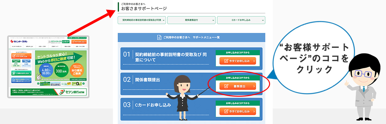 02|関係書類提出をクリック